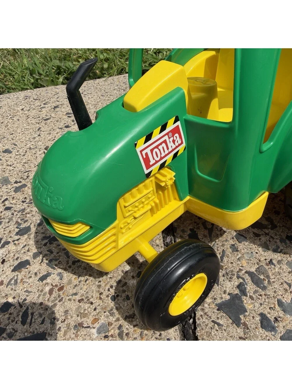 Vintage 1990s Tonka Tractor Trailer Wagon Cart With Gate Plastic Green Yellow